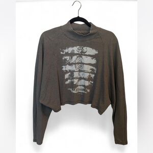 Religion Clothing Ribbed Cropped Mock Turtleneck Long sleeve Shirt